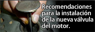 Recomendaciones para la instalación de la nueva válvula del motor.